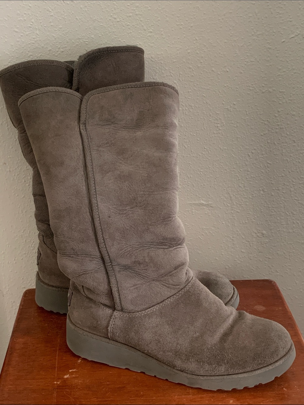 UGG Gray Suede Tall Boots
